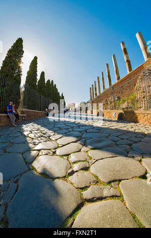 Th old road from the Colosseum to the Roman forum Stock Photo