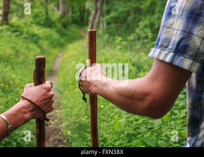 Couple hiking  in Smoky Mountains National Park, Maggie Valley, North Carolina, USA Stock Photo