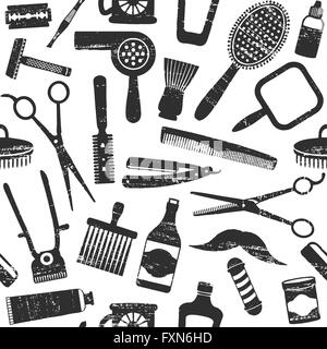 Vintage barber shop related seamless pattern 2 Stock Vector