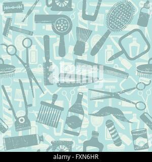 Vintage barber shop related seamless pattern 4 Stock Vector