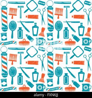 Vintage barber shop related seamless pattern 6 Stock Vector