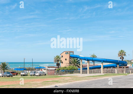 JEFFREYS BAY, SOUTH AFRICA - FEBRUARY 28, 2016:  A water entertainment park at Dolphin Beach in Jeffreys Bay in the Eastern Cape Stock Photo