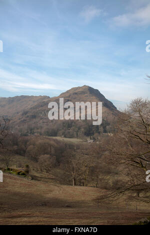 A spring day Helm Crag above Easedale Grasmere Lake District Cumbria England Stock Photo