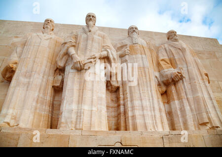 GENEVA, SWITZERLAND - NOVEMBER 28: The International Monument to the Reformation (Reformation wall) with the statues of William Stock Photo