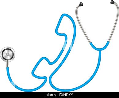 Stethoscope in shape of telephone in blue design Stock Vector