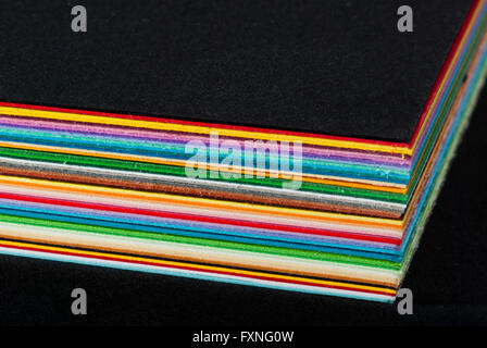 Stack of colorful cardboard stack Stock Photo