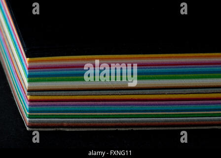 Stack of colorful cardboard stack Stock Photo