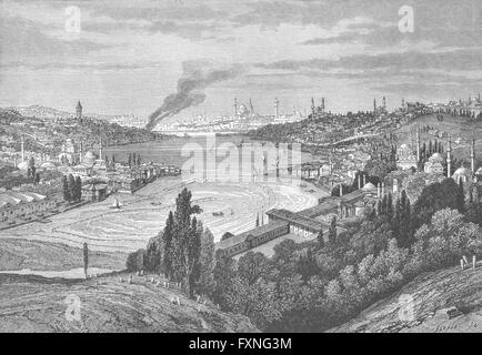 TURKEY: Istanbul & golden horn, Eyub, antique print c1885 Stock Photo