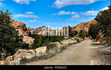 Bike and hiking trail in granite dells of Prescott, Arizona USA Stock Photo