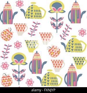 Tea seamless pattern and seamless pattern in swatch menu, vector Stock Vector