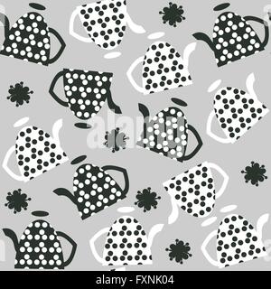 Elegance  seamless pattern with kettles  and seamless pattern in swatch menu, vector illustration Stock Vector