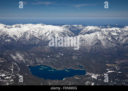 View from the Zugspitze onto lake Eibsee and the Ammergau Alps, Upper Bavaria, Bavaria, Germany Stock Photo
