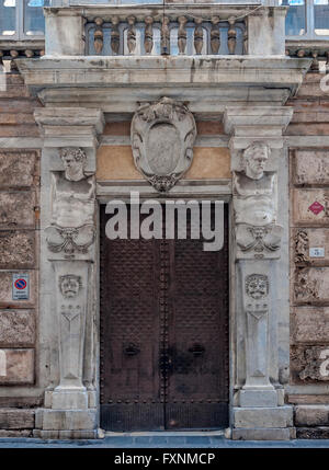 Italy Liguria Genoa - Strada Nuova- Via Garibaldi -Rolli Palace - Franco Lercari-doorway Stock Photo