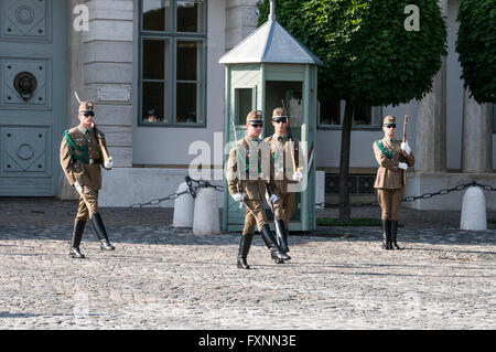 Changing of the Guard at the Sándor Palace (Hungarian: Sándor-palota) on Szent György tér,(Saint George's Square) at Buda Castle Stock Photo