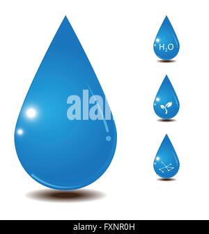 Blue shiny water drop. Vector illustration Stock Vector