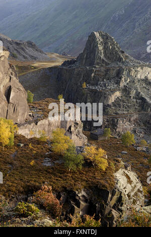 A dramatic view of Snowdon across the Llanbris Pass from Dinorwic Quarry, Llanberis, Gwynedd, North Wales Stock Photo