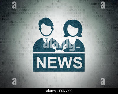 News concept: Anchorman on Digital Paper background Stock Photo