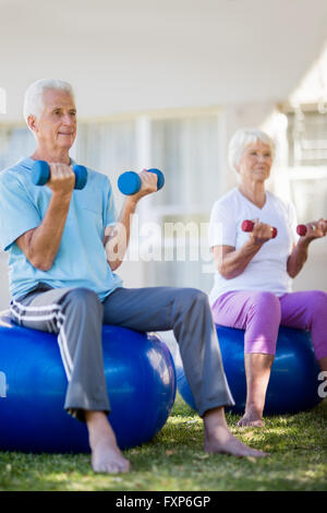 Fun partner ball workout for older adults and seniors