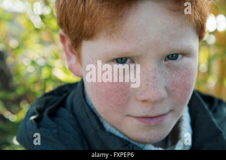 Boy with red hair and freckles, portrait Stock Photo