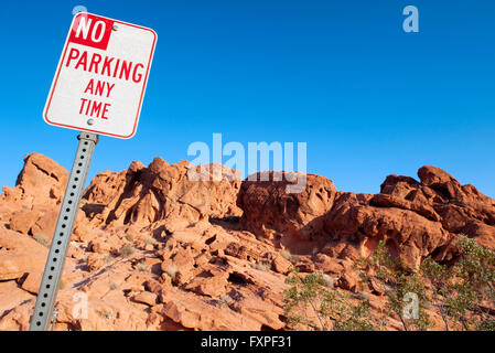 No parking sign in desert Stock Photo