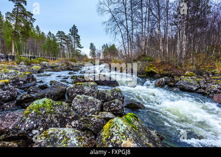 The river diverted around the Log Flume Stock Photo