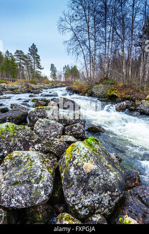 The river diverted around the Log Flume Stock Photo