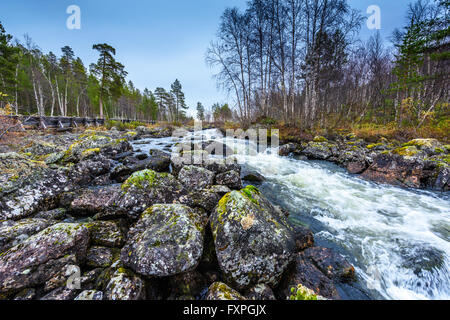 The river diverted around the Log Flume Stock Photo