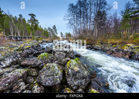 The river diverted around the Log Flume Stock Photo