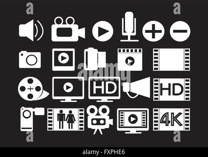 Video Movie Multimedia Icons Stock Vector