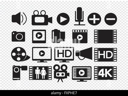 Video Movie Multimedia Icons Stock Vector