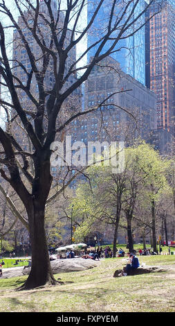 New York, USA. 16th Apr, 2016. New Yorker's enjoy Central Park on, Saturday April 16, 2016.  Beautiful spring weather in New York this weekend brought New Yorker's out to enjoy the weather and take in the sights and sounds of the new season. Credit:  Adam Stoltman/Alamy Live News Stock Photo