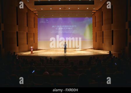 Beijing, China. 17th Apr, 2016. The opening ceremony of the documentary sector of the 6th Beijing International Film Festival (BJIFF) is held at the National Library of China in Beijing, capital of China, April 17, 2016. 'Human' by French filmmaker Yann Arthus-Bertrand won the Special Jury Award of the documentary sector in the 6th BJIFF. © Cai Yang/Xinhua/Alamy Live News Stock Photo