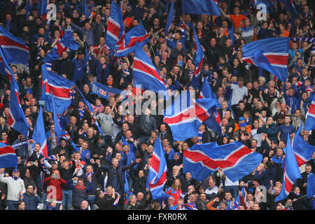 Hampden Park, Glasgow, Scotland. 17th Apr, 2016. Scottish Cup Semi Final. Rangers versus Celtic. Rangers fans celebrating after the final whistle Credit:  Action Plus Sports/Alamy Live News Stock Photo