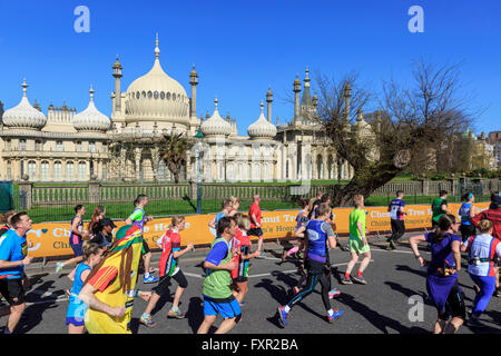 Brighton & Hove, Sussex, UK, 17 April 2016. The 2016 Brighton Marathon was the seventh running of the Marathon held on a largely coastal route around Brighton & Hove. Over 10,000 runners were expected to take part; more than £35m has been raised for charity in the previous six years of the event. Credit:  Clive Jones/Alamy Live News Stock Photo