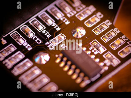 Electronic circuit board close up or Printed Circuit Board (PCB) Stock Photo