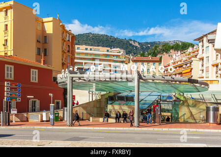 Cityscape and Gare de Monaco of Monte Carlo. Principality of Monaco, French Riviera Stock Photo