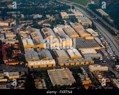 Aerial view, Warner Bros. Studios, Studio City, San Fernando Valley, Los Angeles, Los Angeles County, California, USA, Stock Photo