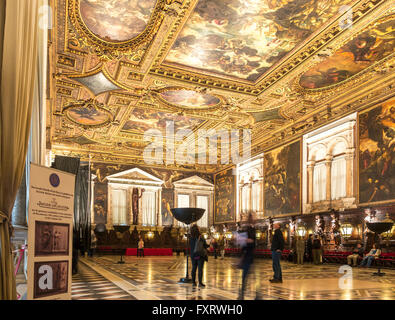 Venice, Scuola Grande di San Rocco, Sala Superiore - Upper Hall interior decorated by Tintoretto. Stock Photo