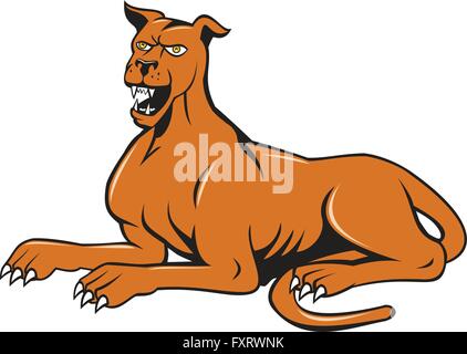 Illustration of a mastiff dog mongrel sitting barking set on isolated white background done in cartoon style. Stock Vector