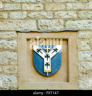 Badge at St Edmund Hall college (Oxford university, England), named after St Edmund of Abingdon. Stock Photo