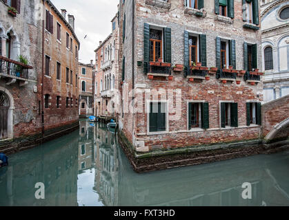 Canal and houses in Canaregio district, Venice, Veneto, Italy Stock Photo