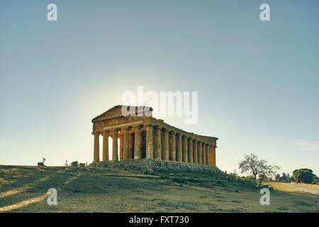 Temple of Concordia, Valley of Temples at dusk, Agrigento, Sicily, Italy Stock Photo