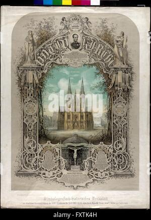 Gedenkblatt zur Grundsteinlegung der Votivkirche in Wien am 24. 4. 1856 durch Kaiser Fanz Joseph I. Stock Photo