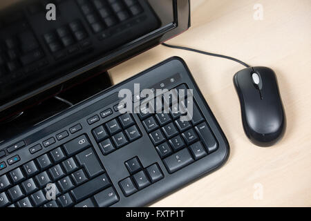 Looking down on Keyboard and Mouse Stock Photo