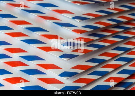 Air Mail Pattern Distinct patterns of red, white and blue of stacked air mail envelopes ...