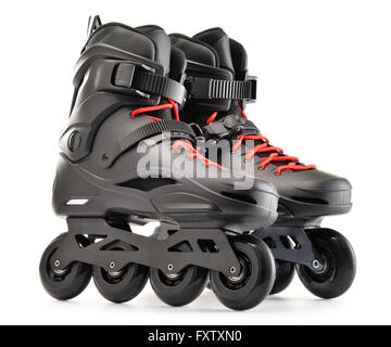 Pair of inline skates isolated on white background. Stock Photo