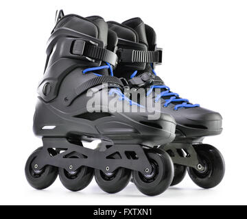 Pair of inline skates isolated on white background. Stock Photo