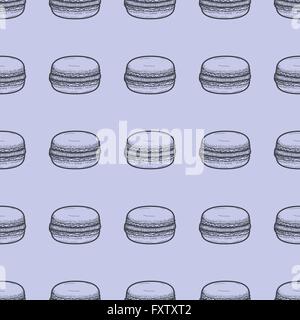 Hand drawn seamless macaroons background. Vector Stock Vector