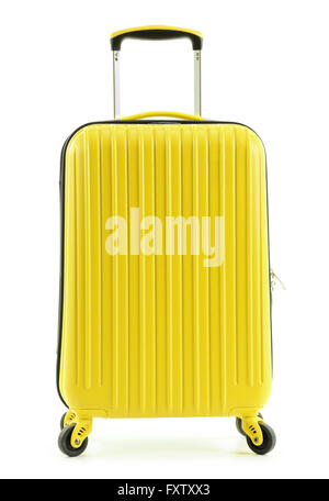 Travel suitcase isolated on white background. Stock Photo