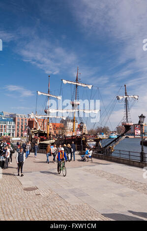 Galeon Lew pirate ship imitation tourist attraction in Gdansk, the Lion galleon looks like a vessel from XVII century, cruiser. Stock Photo